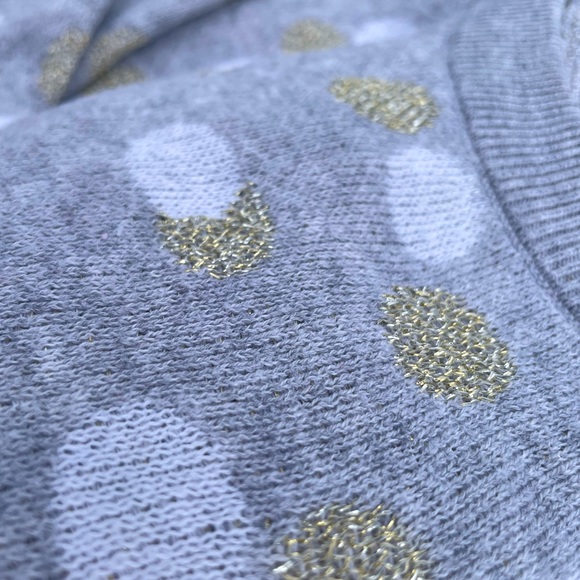 Sparkly Gray Sweater With Gray and Gold Polka-Dots!!! - Picture 3 of 5